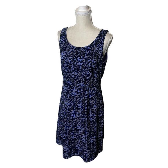 Ann Taylor Loft Factory Periwinkle & Black Velveteen Tapestry Damask Dress - Picture 7 of 15